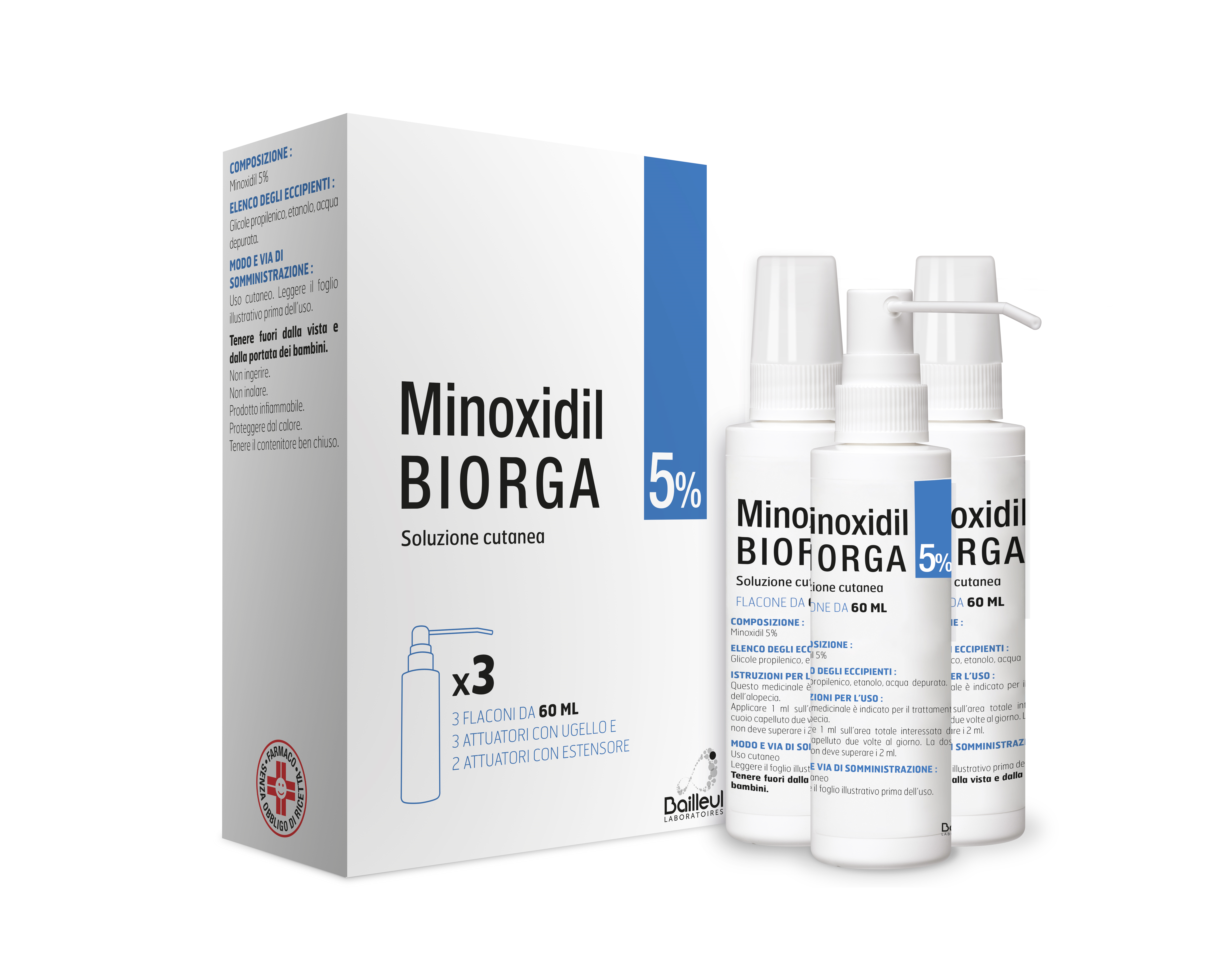 MINOXIDIL BIORGA*SOL CUT 3FL5% - Farmacia Mortise