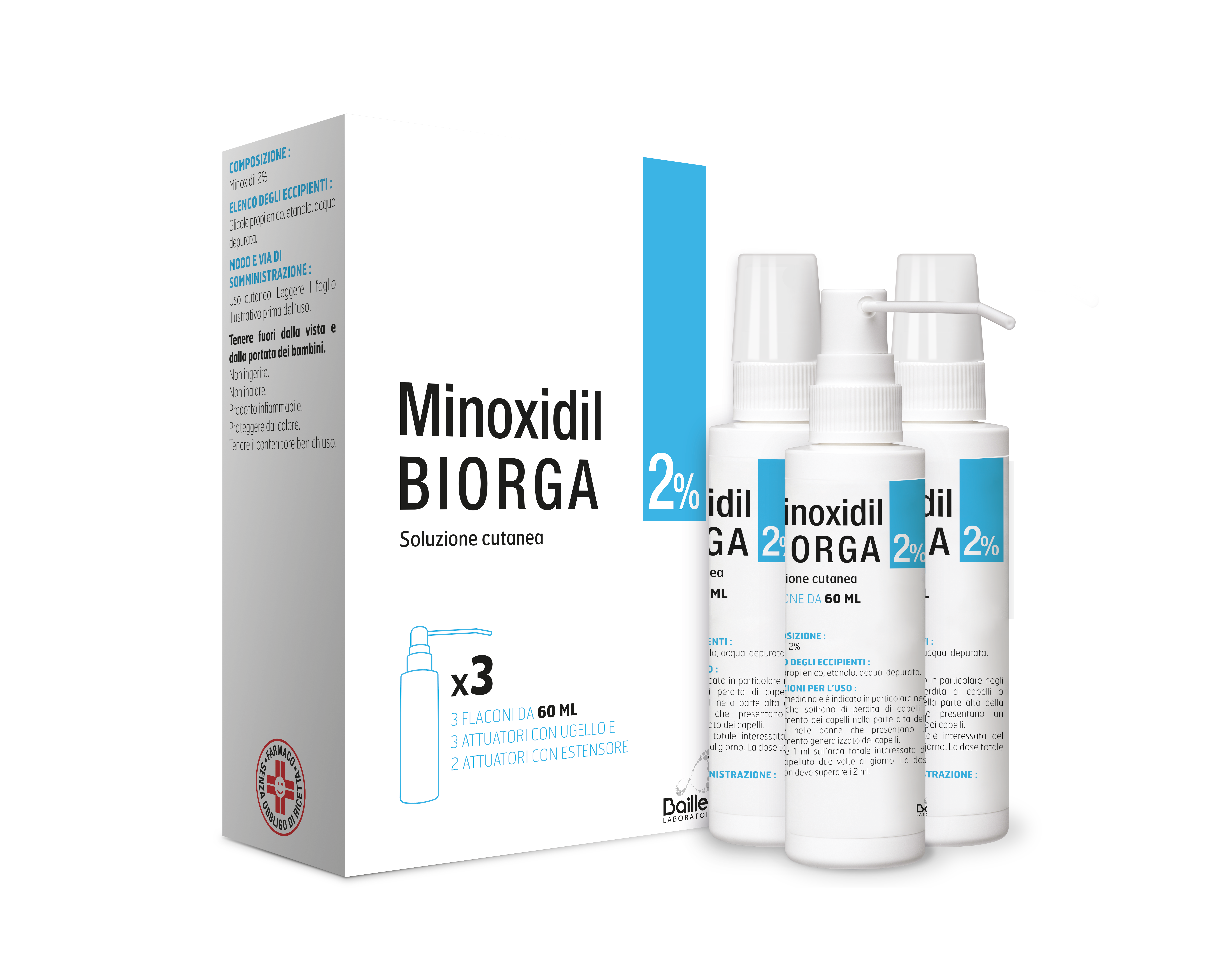 MINOXIDIL BIORGA*SOL CUT 3FL2% - Farmacia Mortise