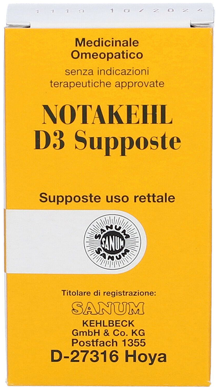NOTAKEHL D3 10 SUPPOSTE 2G SANUM - Farmacia Mortise
