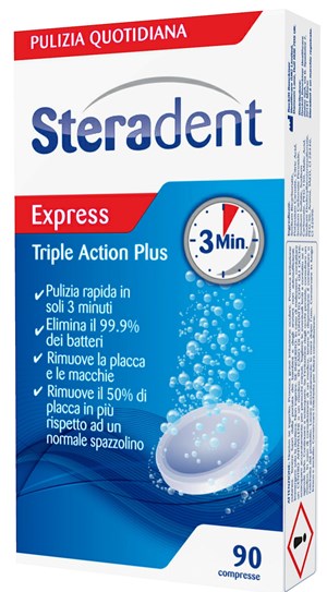STERADENT TRIPLE ACTION PLUS 90 COMPRESSE PULENTI - Farmacia Mortise