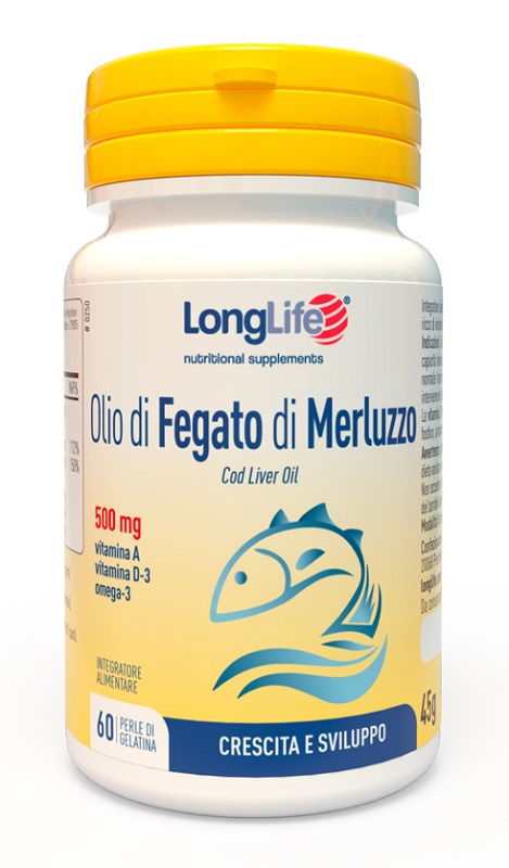 LONGLIFE OLIO FEGATO MERLUZZO 500 MG 60 PERLE IN GELATINA - Farmacia Mortise