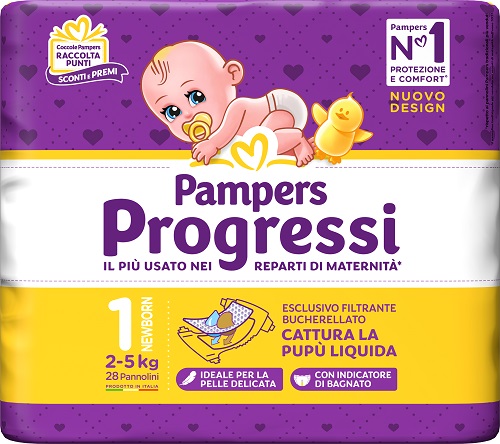 PAMPERS PROGRESSI NEWBORN PANNOLINO 1 2-5KG 28 PEZZI - Farmacia Mortise