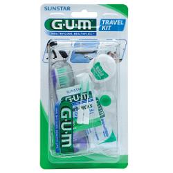 GUM TRAVEL KIT VIAGGIO 1 SPAZZOLINO PIEGHEVOLE GUM TRAVEL + 1 DENTIFRICIO VIAGGIO 12 ML + 1 ROCCHETTO FILO INTERDENTALE 10MT + 2 SCOVOLINI GOMMA GUM SOFT PICKS - Farmacia Mortise