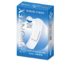 CEROTTO PRONTEX WHITE STRIPS IN TESSUTO NON TESSUTO BIANCO STERILE SCATOLA 20 CEROTTI MEDI - Farmacia Mortise