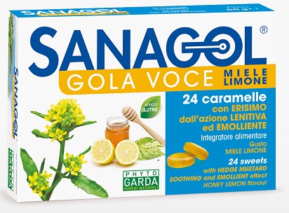SANAGOL GOLA VOCE MIELE LIMONE 24 CARAMELLE - Farmacia Mortise