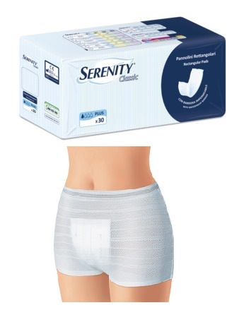 PANNOLONE PER INCONTINENZA FORMATO RETTANGOLARE CON BARRIERA SERENITY 30 PEZZI - Farmacia Mortise