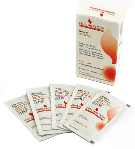 MEDICAZIONE SPECIALE ATTIVA PER USTIONI BRUSTOP CON IDROGEL A BASE NATURALE 5 BUSTE DA 3,5 ML - Farmacia Mortise