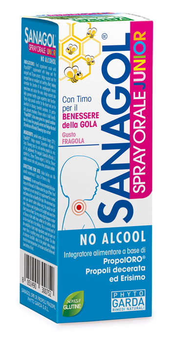 SANAGOL SPRAY JUNIOR PROPOLI FRAGOLA 20 ML - Farmacia Mortise