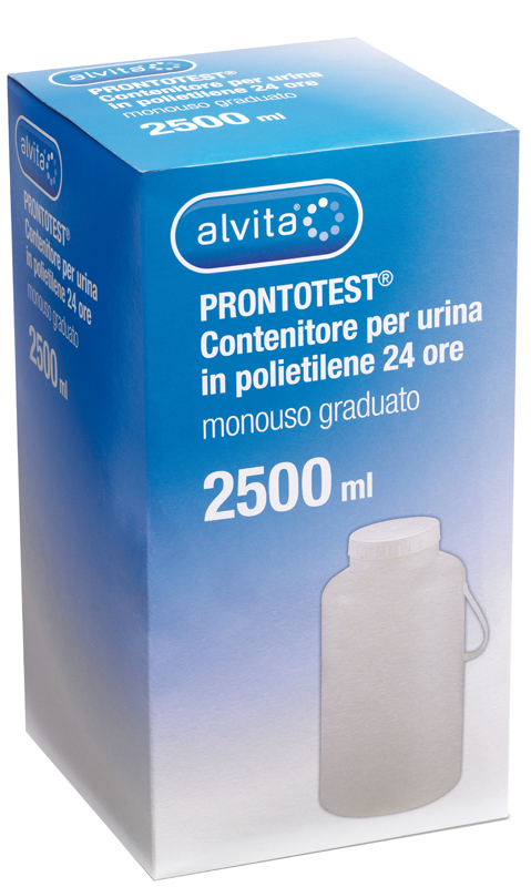 CONTENITORE PER URINA ALVITA PRONTOTEST IN POLIETILENE 24 ORE GRADUATO 2500ML - Farmacia Mortise