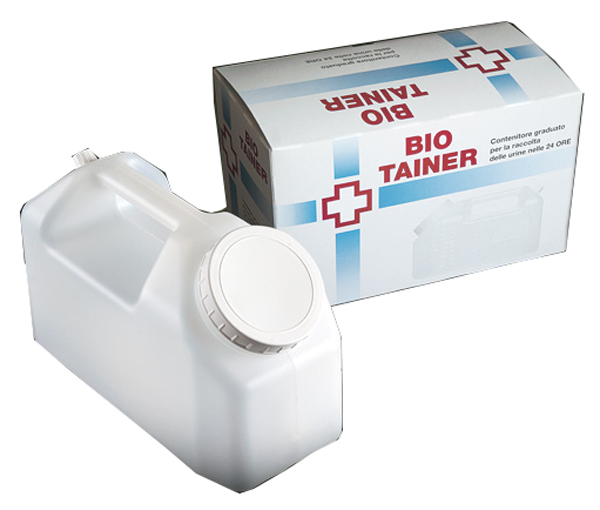 TANICA GRADUATA BIO TAINER PER RACCOLTA DI URINA NELLE 24 ORE 2500 ML CON TAPPINO DI PRELIEVO E MANICO 1 PEZZO - Farmacia Mortise
