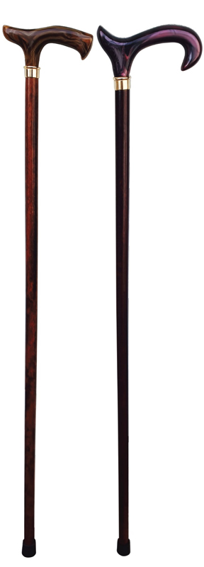 BASTONE LEGNO UOMO IMPUGNATURA FISIOLOGICA MARMORIZZATO LEGNO SCURO - Farmacia Mortise