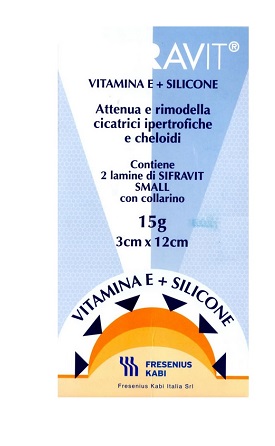 PLACCA IN SILICONE E VITAMINA E SIFRAVIT DIMENSIONI 3X12CM. INDICATA NEL TRATTAMENTO DI CHELOIDI E CICATRICI IPERTROFICHE CONSEGUENTI AD INTERVENTI C HIRURGICI, USTIONI, E FERITE - Farmacia Mortise