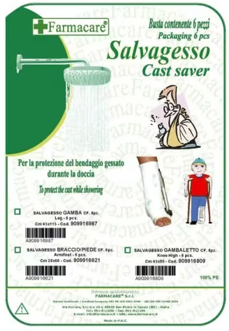 SALVAGESSO PER GAMBALETTO UTILE PER LA PROTEZIONE DEL GESSO DURANTE LA DOCCIA 6 PEZZI - Farmacia Mortise