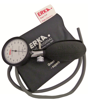 SFIGMOMANOMETRO ANEROIDE KOBOLD ERKA  SCALA DA 300 MMHG CON SUDDIVISIONE DI 2 MM  MANOMETRO DI PRECISIONE IN ALLUMINIO ANODIZZATO E MONOPALLA INCORPORATA  MODELLO A 1 TUBO - Farmacia Mortise