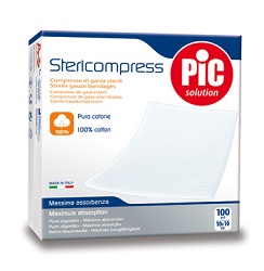 GARZA COMPRESSA IDROFILA PIC 10X10CM 4 STRATI 2 BUSTE 25 PEZZI FUSTELLA - Farmacia Mortise