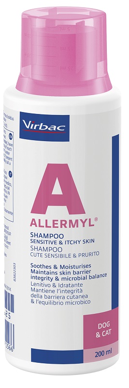 ALLERMYL SHAMPOO PER CUTE SENSIBILE E PRURITO CANE E GATTO 200 ML - Farmacia Mortise