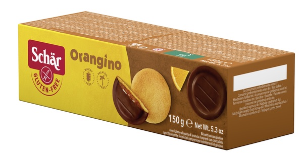 SCHAR ORANGINO BISCOTTI CON RIPIENO AL GUSTO DI ARANCIA RICOPERTI CON CIOCCOLATO 150 G - Farmacia Mortise