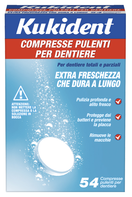 KUKIDENT CLEANSER FRESCH 54 COMPRESSE PULIZIA PROTESI DENTARIE - Farmacia Mortise
