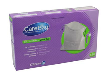 CAREBAG SACCHETTO VOMITO + GEL MAX TAMPONE SUPERASSORBENTE PER GELIFICARE CONTENUTO E TOGLIERE ODORE 20 PEZZI - Farmacia Mortise