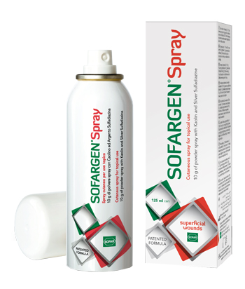 MEDICAZIONE IN POLVERE SPRAY CON CAOLINO E ARGENTO SULFADIAZINA 1% SOFARGEN SPRAY 10 G BOMBOLETTA PRESSURIZZATA 125 ML - Farmacia Mortise