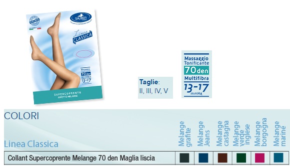 SAUBER COLLANT 70 DENARI SUPER COPRENTE MAGLIA LISCIA MELANGE CASTAGNA 3 LINEA CLASSICA - Farmacia Mortise