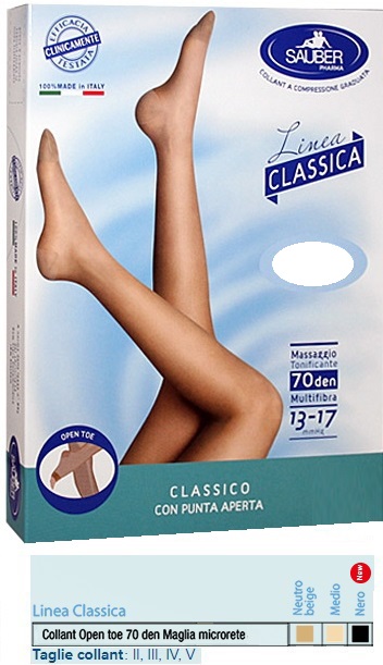 SAUBER COLLANT OPEN TOE MAGLIA MICRORETE 70 DEN COLORE NEUTRO BEIGE TAGLIA 2 LINEA CLASSICA - Farmacia Mortise