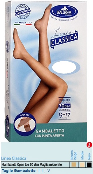SAUBER GAMBALETTO OPEN TOE MAGLIA MICRORETE 70 DEN COLORE MEDIO TAGLIA 4 LINEA CLASSICA - Farmacia Mortise