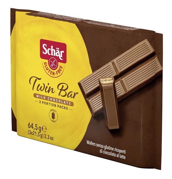 SCHAR TWIN BAR WAFERS RICOPERTI DI CIOCCOLATO AL LATTE 3 PEZZI DA 21,5 G - Farmacia Mortise