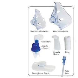 KIT RICAMBI OMRON COMP AIR BASIC COMPRENDE AMPOLLA BOCCAGLIO MASCHERINA ADULTI MASCHERINA PEDIATRICA TUBO 5 FILTRI - Farmacia Mortise