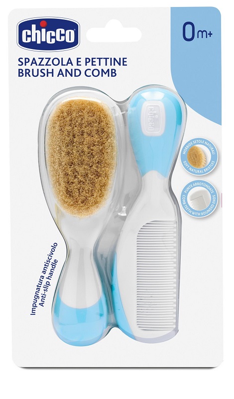 CHICCO SPAZZOLA + PETTINE AZZURRO - Farmacia Mortise