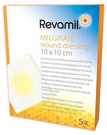 GARZA MEDICATA REVAMIL MELGINATE ALGINATO MIELE 10X10 CM 5 PEZZI - Farmacia Mortise