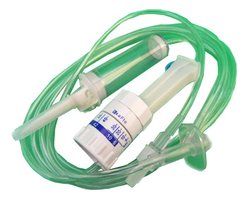 DEFLUSSORE CON REGOLATORE DI FLUSSO A GRAVITA' CON PERFORATORE 5/250ML - Farmacia Mortise
