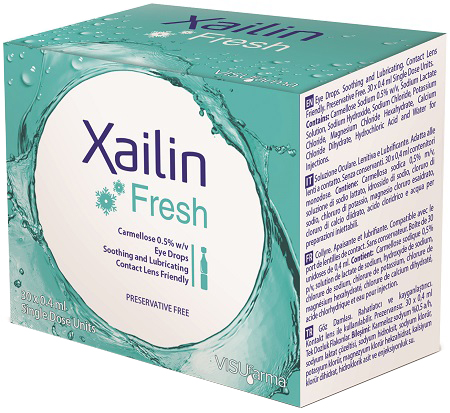 XAILIN FRESH GOCCE OCULARI CARBOSSIMETILCELLULOSA 0,5% 30 FLACONCINI MONODOSE 0,4 ML - Farmacia Mortise