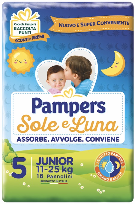 PANNOLINO PER BAMBINO PAMPERS SOLE & LUNA FLASH JUNIOR 16 PEZZI - Farmacia Mortise