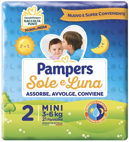 PANNOLINO PER BAMBINO PAMPERS SOLE & LUNA FLASH MINI 21 PEZZI - Farmacia Mortise