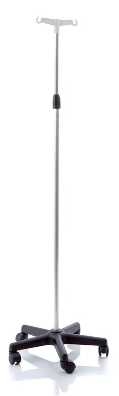ASTA FLEBO IN ALLUMINIO ANODIZZATO BASE IN POLIPROPILENE SU RUOTE 2 GANCI ALTEZZA REGOLABILE 133-230 CM SKEMA - Farmacia Mortise