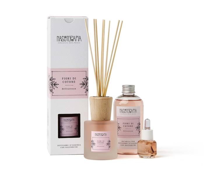 DIFFUSORE BASTONCINI FIORI DI COTONE 100 ML - Farmacia Mortise