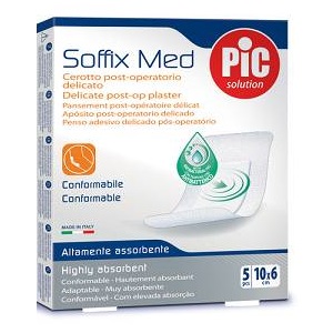 CEROTTO PIC SOFFIX MED IN TNT CON TAMPONE CENTRALE ASSORBENTE STERILE MONOUSO 10X6 CM ANTIBATTERICO 5 PEZZI - Farmacia Mortise