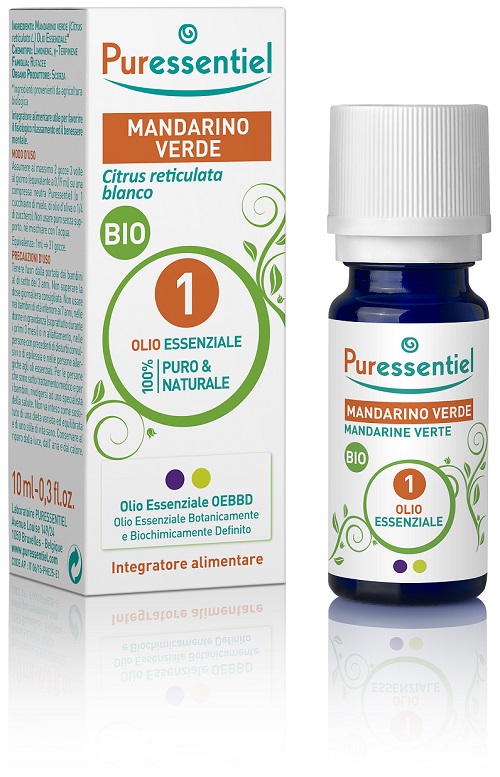 PURESSENTIEL MANDARINO VERDE OLIO ESSENZIALE BIO 10 ML - Farmacia Mortise