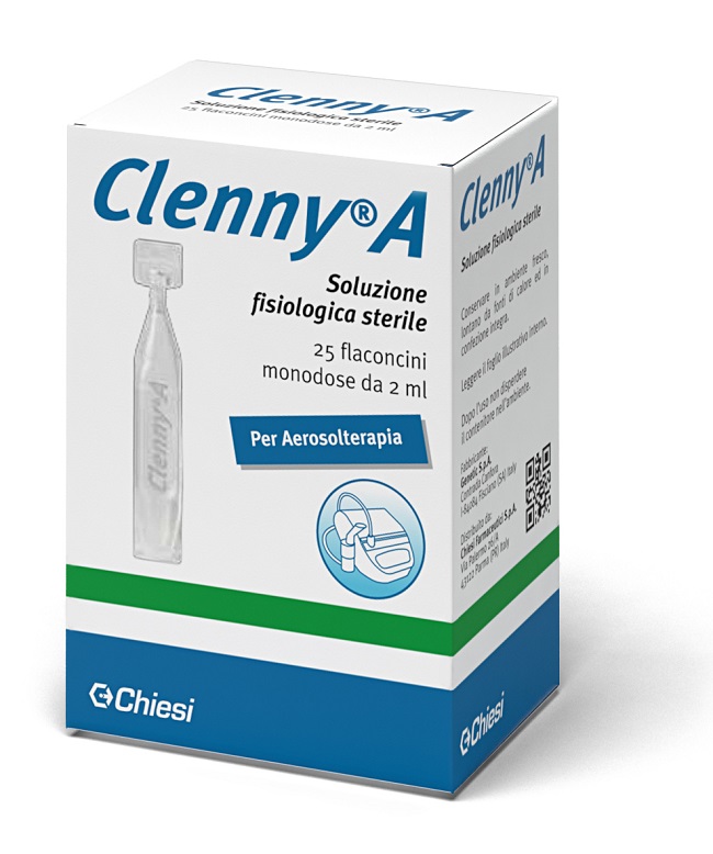CLENNY A SOLUZIONE FISIOLOGICA STERILE PER AEROSOLTERAPIA 25 FLACONCINI MONODOSE DA 2 ML - Farmacia Mortise