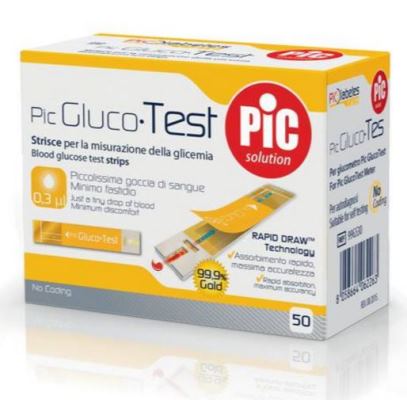STRISCE MISURAZIONE GLICEMIA PIC GLUCOTEST 50 PEZZI - Farmacia Mortise