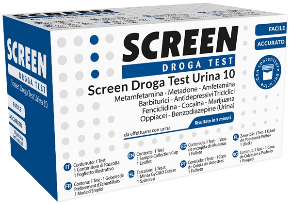 SCREEN DROGA TEST 10 DROGHE TEST ANTIDROGA CON CONTENITORE URINA - Farmacia Mortise