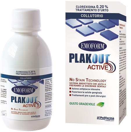 EMOFORM PLAK OUT ACTIVE CLOREXIDINA 0,20% COLLUTORIO 200 ML - Farmacia Mortise