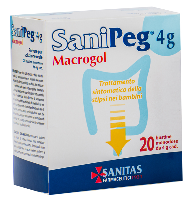 SANIPEG MACROGOL POLVERE PER SOLUZIONE ORALE 20 BUSTINE DA 4 G - Farmacia Mortise