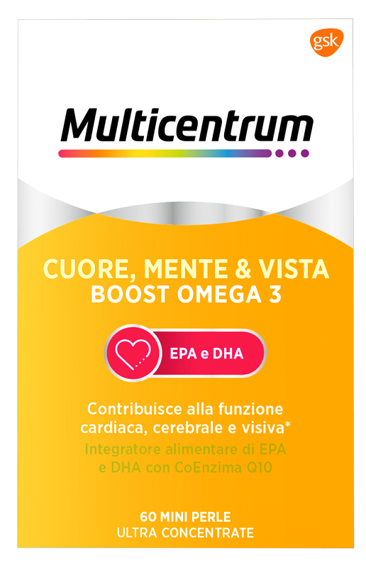 MULTICENTRUM CUORE MENTE E VISTA BOOST OMEGA 3 60 MINI PERLE - Farmacia Mortise
