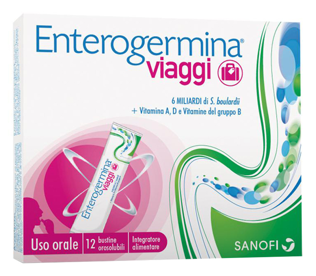 ENTEROGERMINA VIAGGI 12 BUSTINE OROSOLUBILI CONFEZIONE STANDARD - Farmacia Mortise