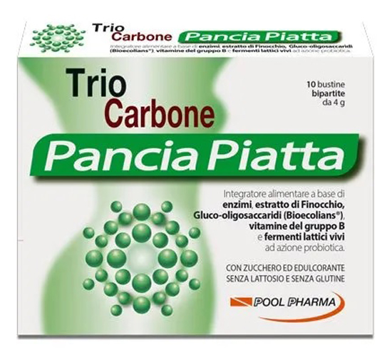 TRIOCARBONE PANCIA PIATTA 10 BUSTINE BIPARTITE 4 G - Farmacia Mortise