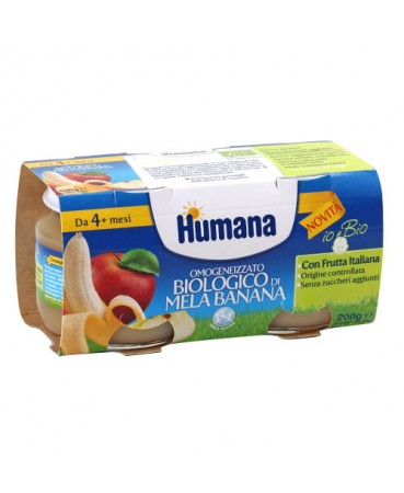 HUMANA OMOGENEIZZATO MELA/BANANA BIO 2 VASETTI 100 G - Farmacia Mortise