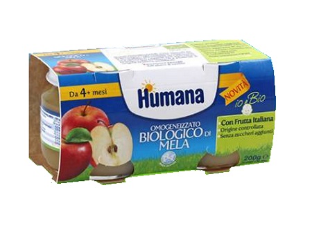 HUMANA OMOGENEIZZATO MELA BIO 2 VASETTI 100G - Farmacia Mortise
