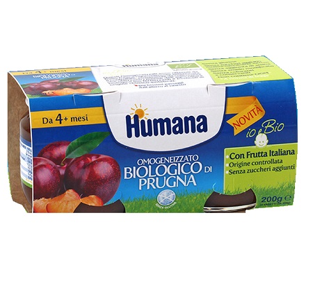 HUMANA OMOGENEIZZATO PRUGNA BIO 2 VASETTI 100 G - Farmacia Mortise